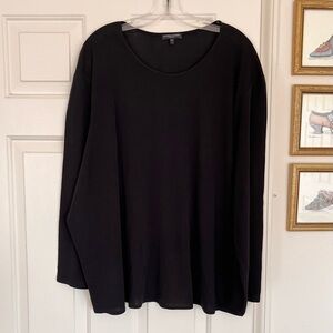 Eileen Fisher Black Crew Neck Long Sleeve Shirt Size 3X